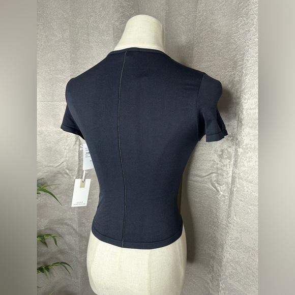 NWT GOOD AMERICAN Women’s So Soft Sculpted Tee in Black001 Sz 00/0 - Picture 6 of 11